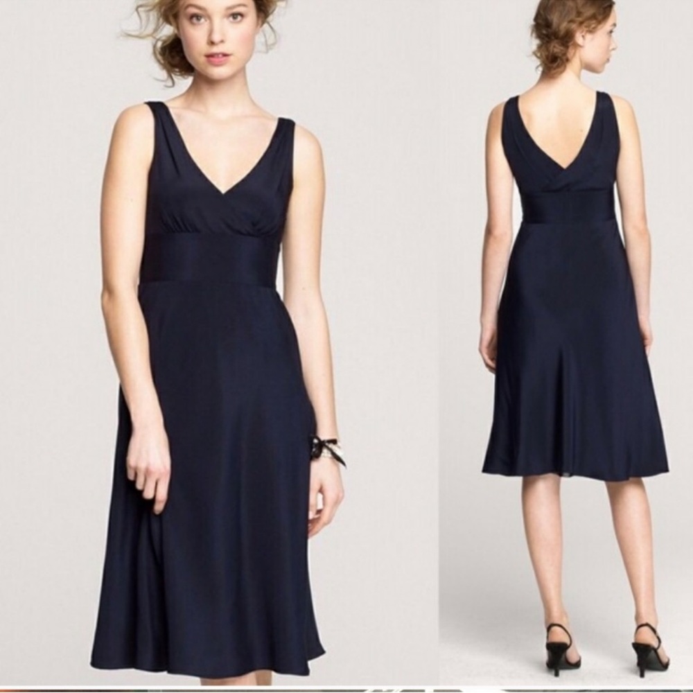 J. Crew Sophia silk bridesmaid dress, Navy, 0P
